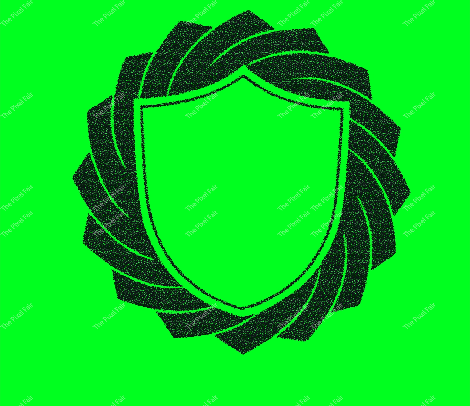 Shield icon set featuring stippled texture and black outlines for digital security apps and cybersecurity web projects.