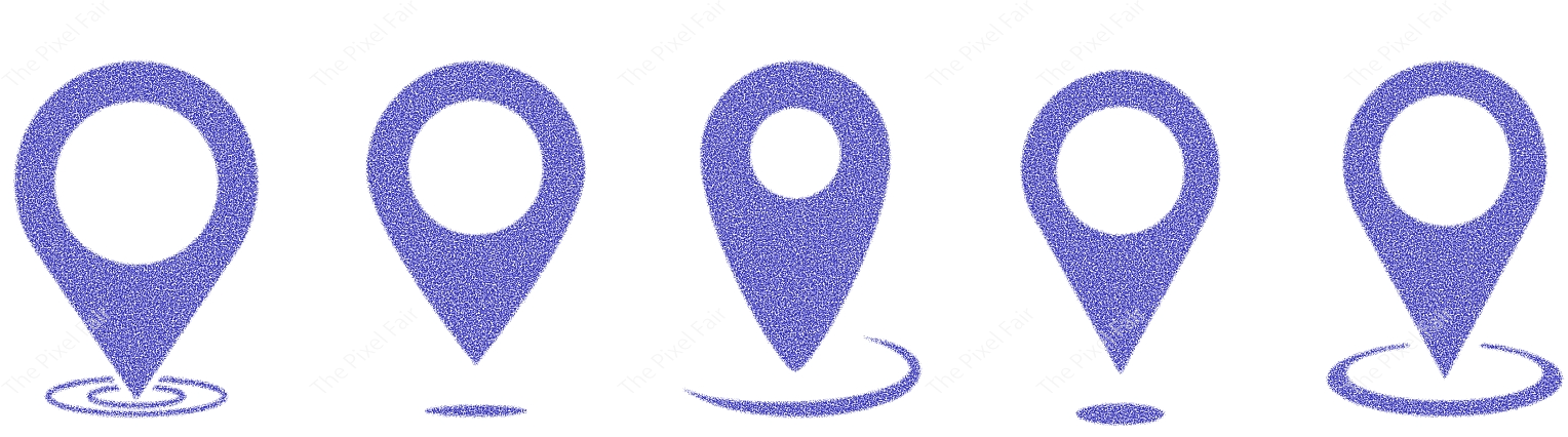 Blue location map pointers with ripple and shadow effects for destination marking and travel apps.
