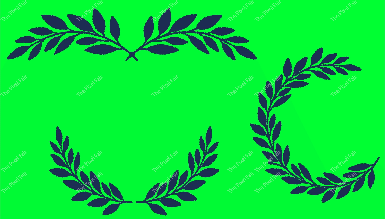 Decorative laurel wreath elements forming circular and semicircular shapes for awards and achievements.