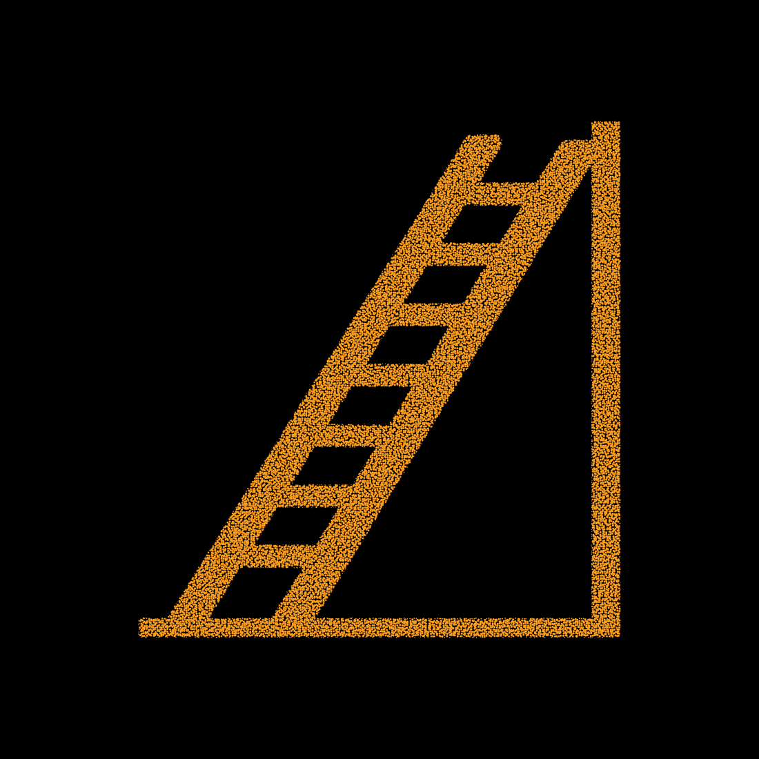 Orange stipple step ladder leaning against wall vector illustration for renovation and height safety concepts.