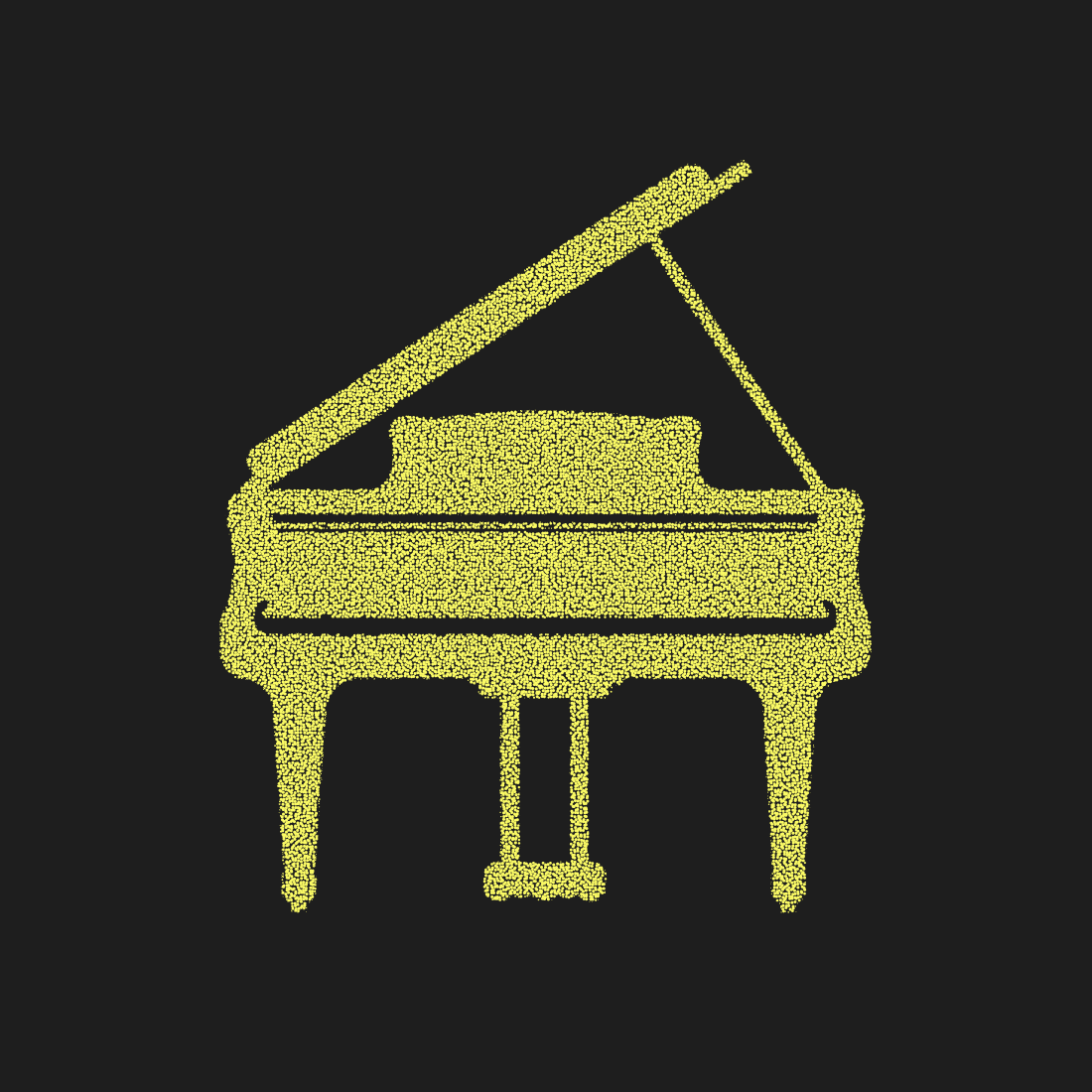 Grand piano in yellow dots for music, concert, and elegant performance concepts suitable for invitations.